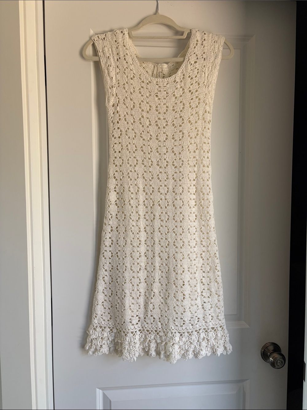 Anthropologie White Crochet A-Line Mini Dress